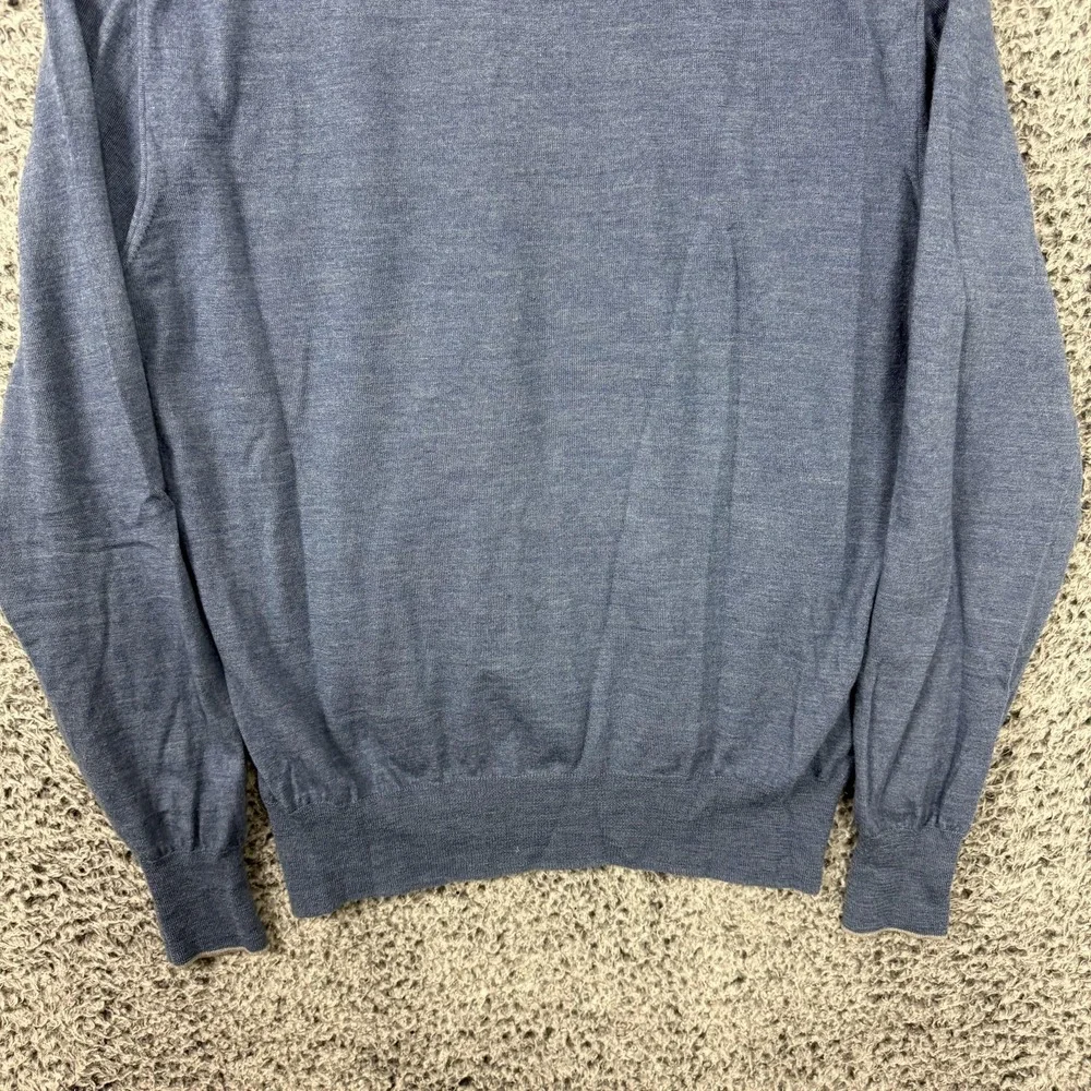 J Hilburn Sweater Mens Medium Blue Wool Cashmere V Neck Lightweight Knit M